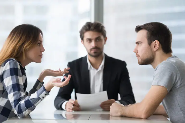 man and woman with a mediator