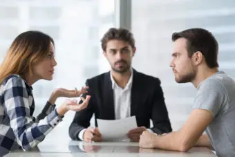 man and woman with a mediator