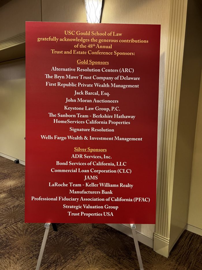 Keystone Sponsors USC’s 48th Annual Trust and Estate Conference