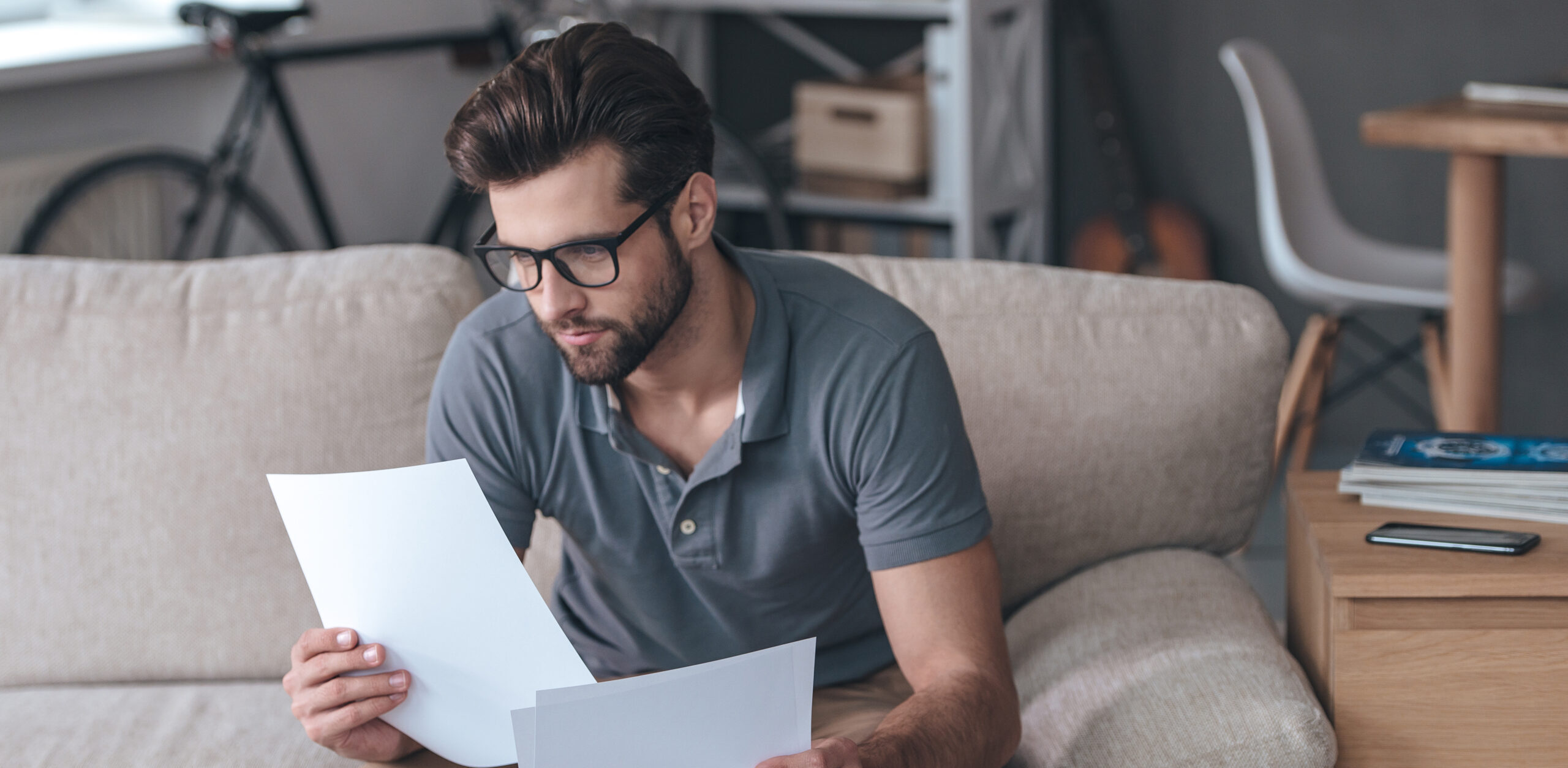 looking through paperwork