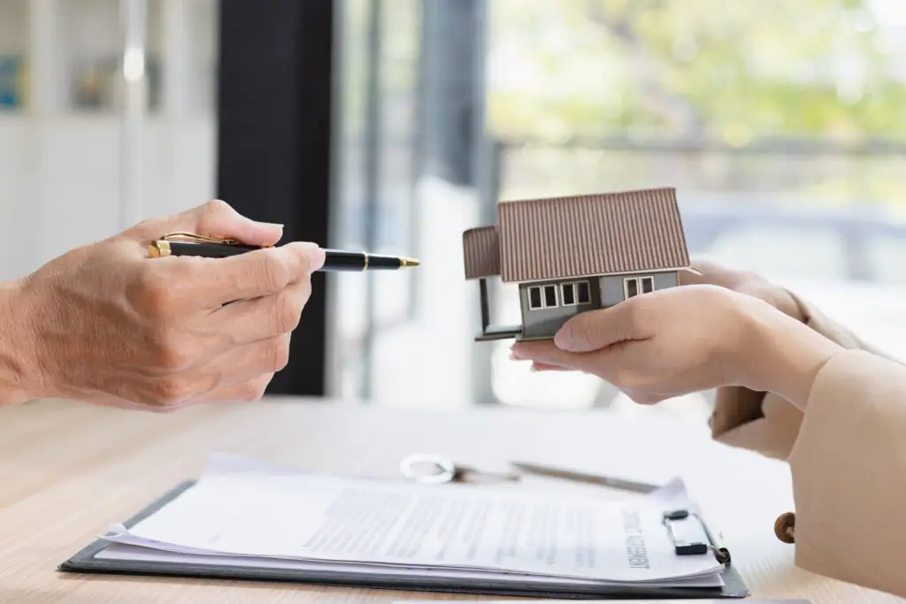 Real estate agent offering rent or buying house, Contract agreement and money, Real estate inheritance concept